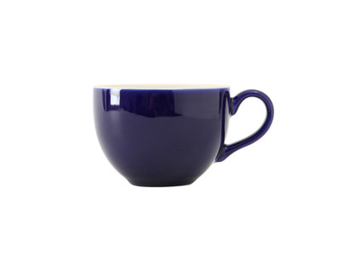 Tuxton B2F-1201 4" 12 Oz. Ceramic Cobalt/Eggshell Round Cappuccino Cup (3 Dozen Per Case)