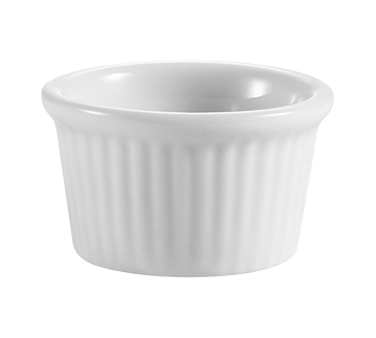 CAC China RKF-105 0.5 Oz. Super White Porcelain Round Fluted Ceramic RKF Ramekin (6 Dozen Per Case)