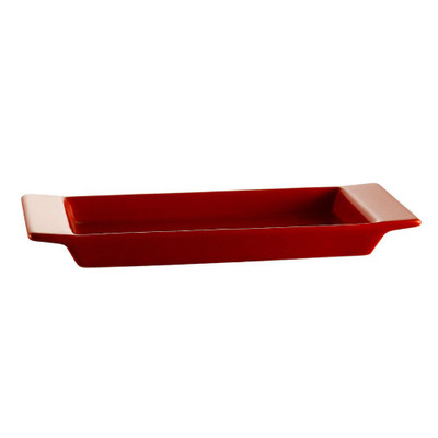 CAC China F-2S-R Red Porcelain Rectangular Fortune Tray (2 Dozen Per Case)