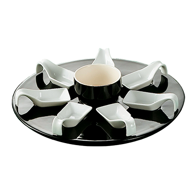 CAC China PTP-23-BLK Super White Porcelain Party Collection Tasting Spoon Set (4 Set Per Case)