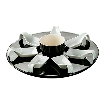 CAC China PTP-23-BLK Super White Porcelain Party Collection Tasting Spoon Set (4 Set Per Case)