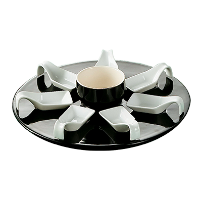 CAC China PTP-23-BLK Super White Porcelain Party Collection Tasting Spoon Set (4 Set Per Case)