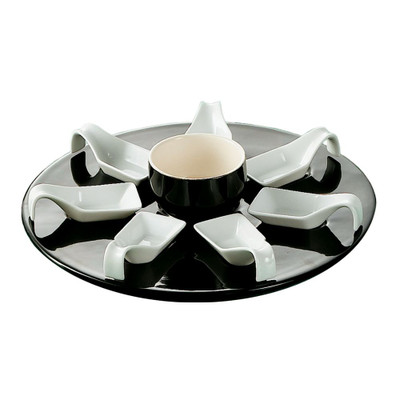 CAC China PTP-23-BLK Super White Porcelain Party Collection Tasting Spoon Set (4 Set Per Case)