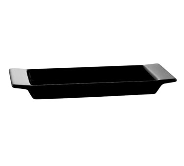 CAC China F-2S-BLK Black Porcelain Rectangular Fortune Tray (2 Dozen Per Case)