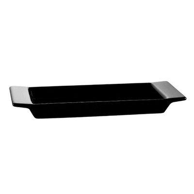 CAC China F-2S-BLK Black Porcelain Rectangular Fortune Tray (2 Dozen Per Case)
