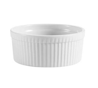 CAC China RKF-8 8 Oz. Super White Porcelain Round Fluted Ceramic RKF Ramekin (3 Dozen Per Case)