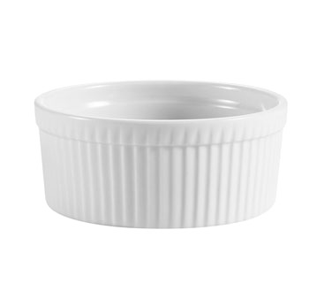 CAC China RKF-8 8 Oz. Super White Porcelain Round Fluted Ceramic RKF Ramekin (3 Dozen Per Case)