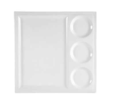 CAC China CTY-21 Super White Porcelain Square CitySquare Contemporary Tray (1 Dozen)