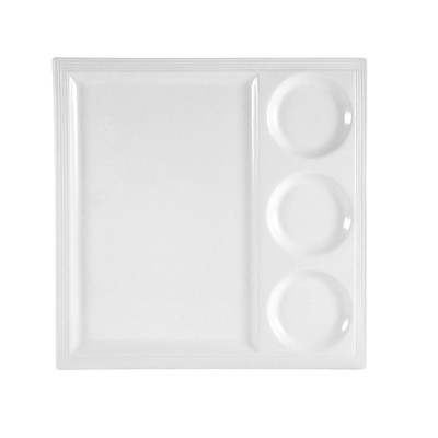 CAC China CTY-21 Super White Porcelain Square CitySquare Contemporary Tray (1 Dozen)