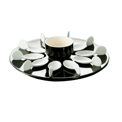 CAC China PTP-21-BLK Super White Porcelain Party Collection Tasting Spoon Set (4 Set Per Case)
