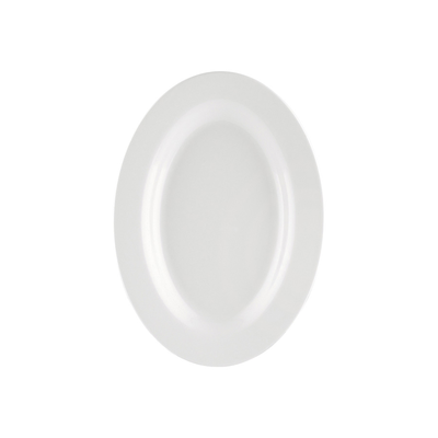 CAC China MLRN-12 White Plastic Oval Maxwell Platter (2 Dozen Per Case)