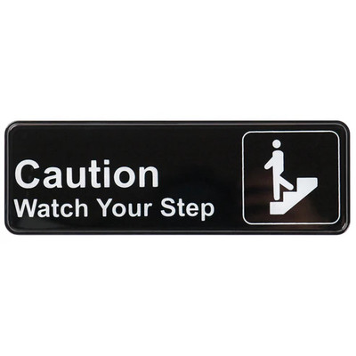 Winco SGN-326 9"W x 3"H Black Information Sign