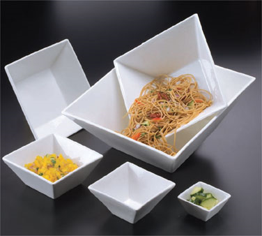 American Metalcraft SQB55 12 Oz. Porcelain White Square Prestige Bowl