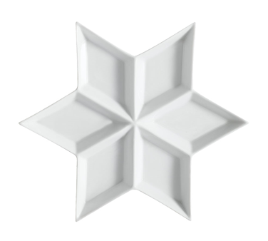 CAC China CMP-6 Super White Porcelain Star Shape CMP Compartment Tray (1 Dozen)