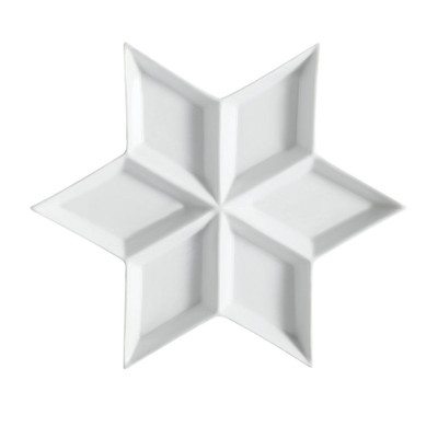 CAC China CMP-6 Super White Porcelain Star Shape CMP Compartment Tray (1 Dozen)