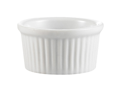 CAC China RKF-1 1 Oz. Super White Round Fluted Ceramic RKF Ramekin (6 Dozen Per Case)