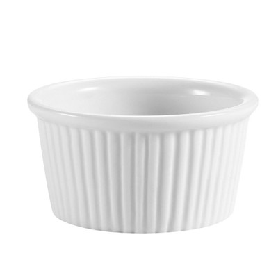 CAC China RKF-1 1 Oz. Super White Round Fluted Ceramic RKF Ramekin (6 Dozen Per Case)