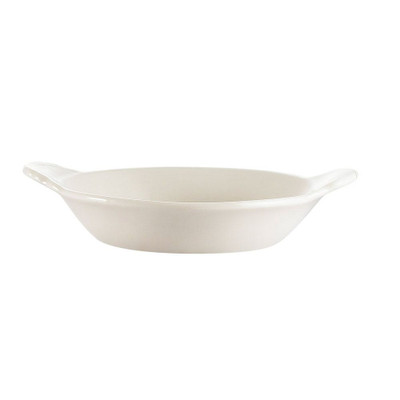 CAC China COA-6-W 4 Oz. American White Ceramic Oval Welsh Rarebit Baking Dish (4 Dozen Per Case)