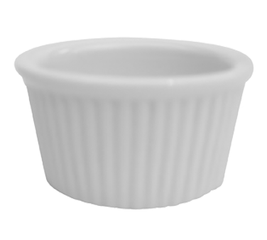 CAC China RKF-234 2.75 Oz. Super White Porcelain Round Fluted Ceramic RKF Ramekin (4 Dozen Per Case)