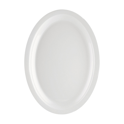 CAC China MLNC-14 White Plastic Oval Maxwell Platter (1 Dozen)