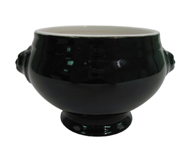 CAC China LN-15-BLK 15 Oz. Super White Porcelain Lion Head Tureen or Bouillon (2 Dozen Per Case)