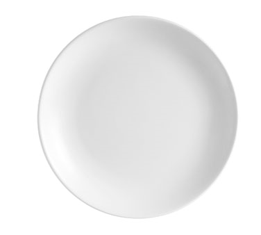 CAC China H-CP16 10.5" Dia. Super White Porcelain Round Hampton Plate (1 Dozen)