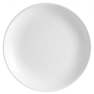 CAC China H-CP16 10.5" Dia. Super White Porcelain Round Hampton Plate (1 Dozen)