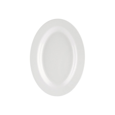 CAC China MLRN-14 White Plastic Oval Maxwell Platter (2 Dozen Per Case)