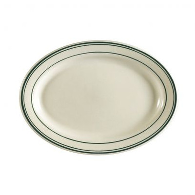 CAC China GS-33 American White Ceramic Oval Greenbrier Platter (3 Dozen Per Case)
