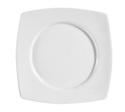 CAC China RCN-SQ5 Super White Porcelain Square Clinton Plate (3 Dozen Per Case)