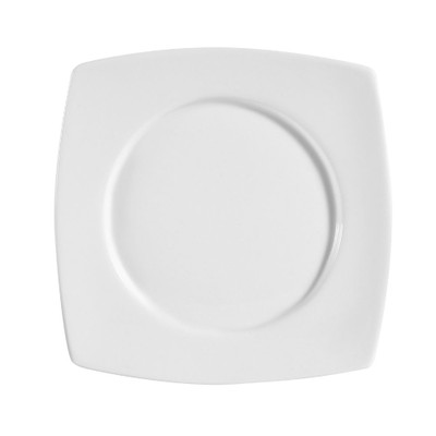 CAC China RCN-SQ5 Super White Porcelain Square Clinton Plate (3 Dozen Per Case)