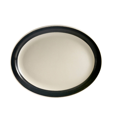 CAC China R-13NR-BLK Black Ceramic Oval Rainbow Platter (1 Dozen)