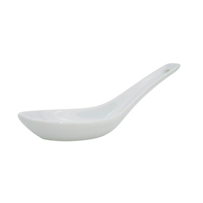CAC China CN-41 Super White Porcelain Accessories Soup Spoon (6 Dozen Per Case)