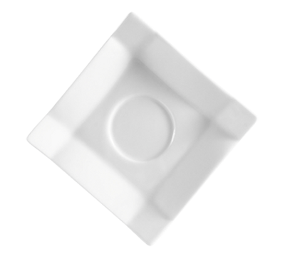 CAC China TMS-36 4" L Super White Porcelain Square Times Square Saucer (3 Dozen Per Case)