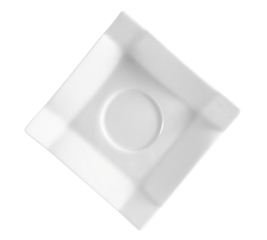 CAC China TMS-36 4" L Super White Porcelain Square Times Square Saucer (3 Dozen Per Case)