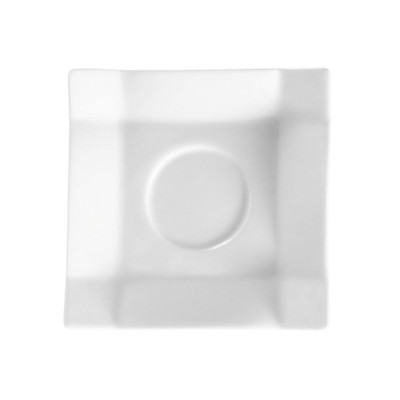 CAC China TMS-36 4" L Super White Porcelain Square Times Square Saucer (3 Dozen Per Case)