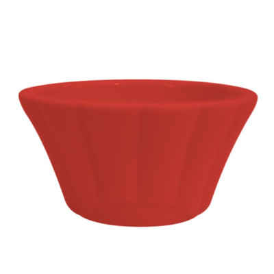 CAC China RMK-F6-R 6 Oz. Red Floral Ceramic RMK Ramekin (3 Dozen Per Case)