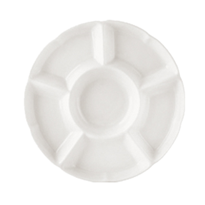 CAC China CMP-11 11" Dia. Super White Porcelain Round CMP Five Star Tray (1 Dozen)