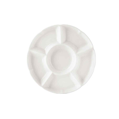 CAC China CMP-11 11" Dia. Super White Porcelain Round CMP Five Star Tray (1 Dozen)