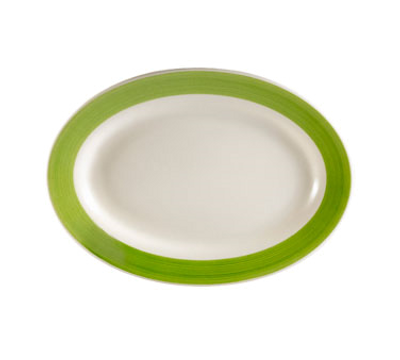 CAC China R-12-G Green Ceramic Oval Rainbow Platter (2 Dozen Per Case)