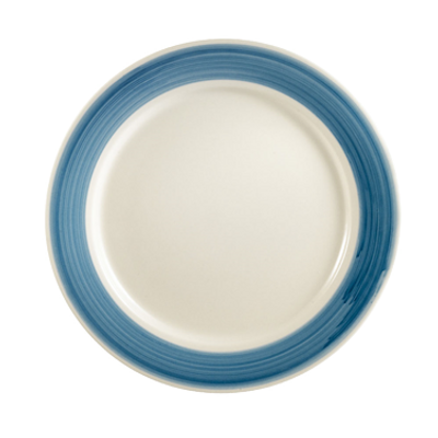 CAC China R-21-BLU 12" Dia. Blue Ceramic Round Rainbow Plate (1 Dozen)