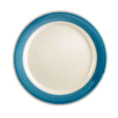 CAC China R-21-BLU 12" Dia. Blue Ceramic Round Rainbow Plate (1 Dozen)