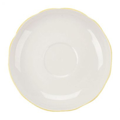 CAC China SC-36G 4.5" Dia. Gold Band and American White Ceramic Round Seville Saucer (3 Dozen Per Case)