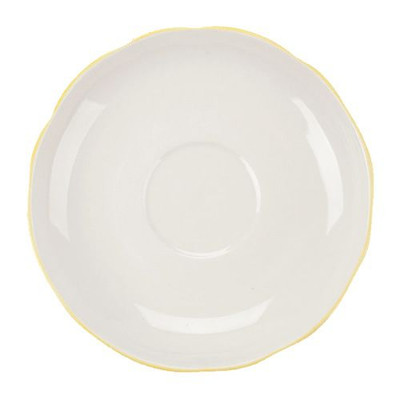 CAC China SC-36G 4.5" Dia. Gold Band and American White Ceramic Round Seville Saucer (3 Dozen Per Case)