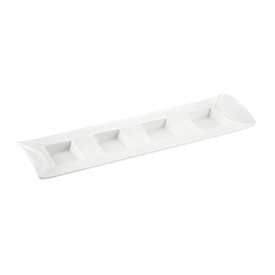 CAC China CN-4T12 0.5 Oz. Super White Porcelain Rectangular CN Compartment Tray (2 Dozen Per Case)