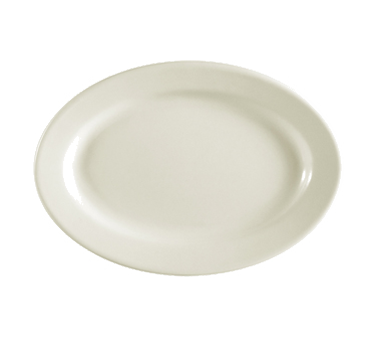 CAC China REC-34 American White Ceramic Oval REC Platter (2 Dozen Per Case)