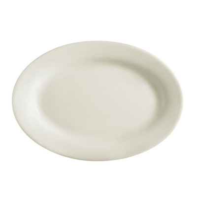 CAC China REC-34 American White Ceramic Oval REC Platter (2 Dozen Per Case)