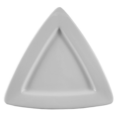 CAC China TRG-12 Super White Porcelain Triangular Festiware Plate (1 Dozen)