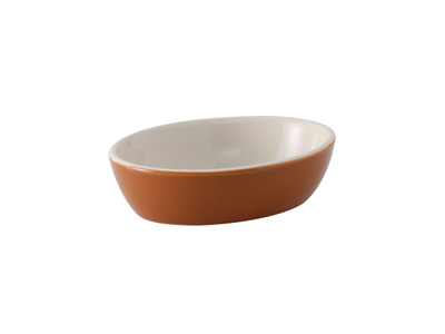 Tuxton B3K-160 16 Oz. Ceramic Autumn/Eggshell Oval Baking Dish (1 Dozen)