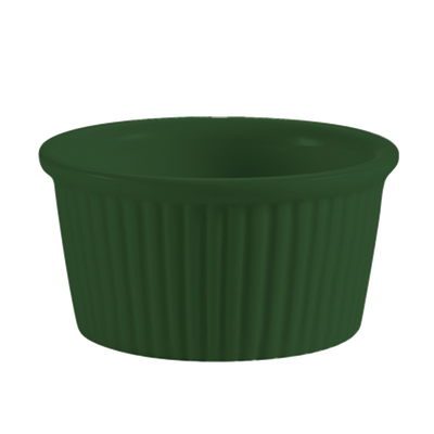 CAC China RKF-1-G 1 Oz. Green Round Fluted Ceramic RKF Ramekin (4 Dozen Per Case)